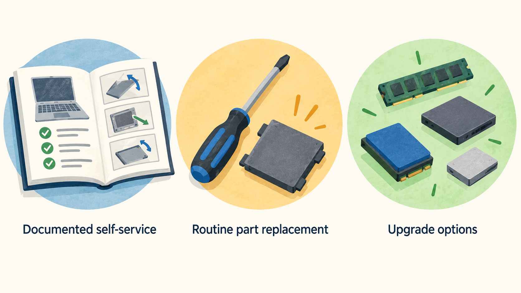 Introduce the two ownership approaches stated in the article: Framework’s published Laptop 13 guides and the ThinkPad’s conventional business-laptop procurement, support and configuration route.